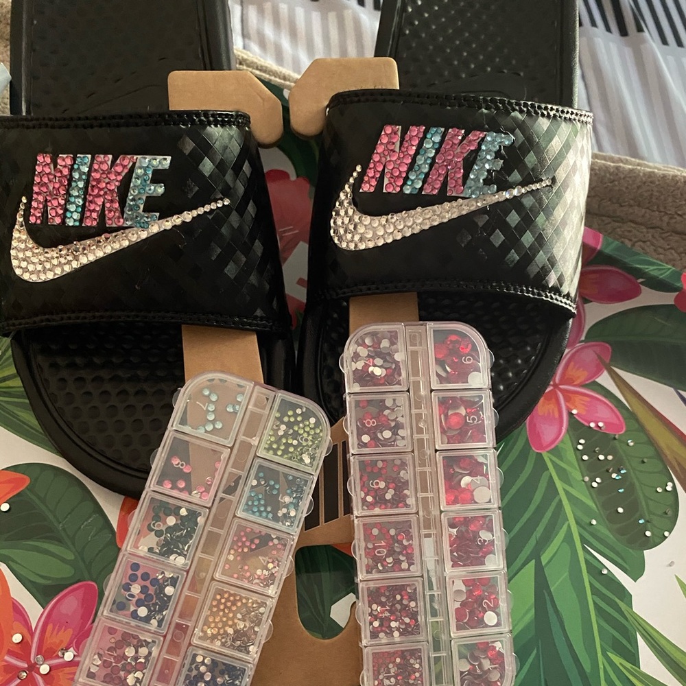 Blinged Nike slides